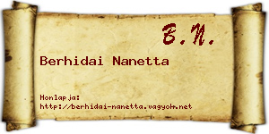 Berhidai Nanetta névjegykártya